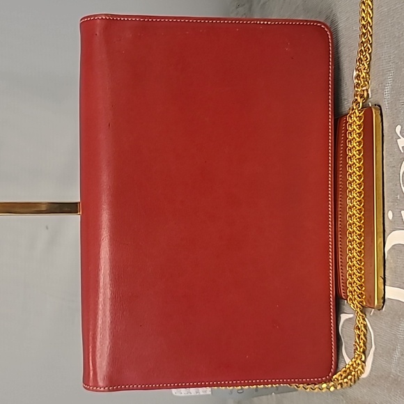 DIOR VINTAGE 2000'S STUNNING RED CALFSKIN LEATHER 3-WAY BAG CONTRAST STITCH/GOLD - Picture 8 of 17